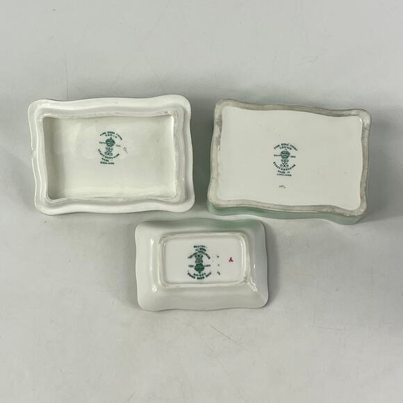 Crown Staffordshire England Floral Bone China Trinket Box Lid Flowers 1950s Mint - Picture 4 of 14